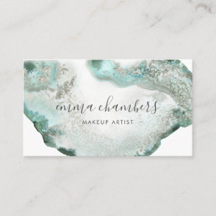 Abstract Watercolor Blue Green Agate Business Card