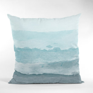 Abstract watercolor blue sea cushion