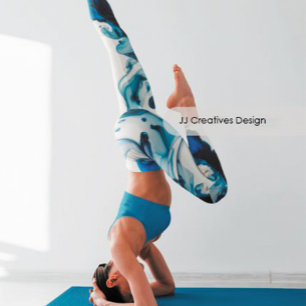 Abstract watercolor blue sea leggings