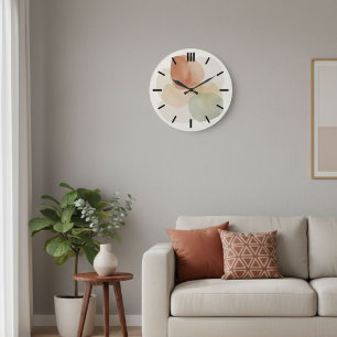 Abstract Watercolor Boho Shapes Round Wall Clock