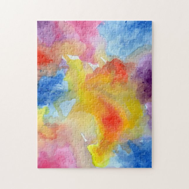 Abstract Watercolor Bright Vibrant Colors Painting Jigsaw Puzzle (Vertical)