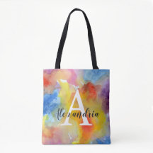 Abstract Watercolor Bright Vibrant Colours Monogra