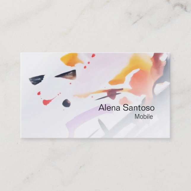 Abstract Watercolor Business Card (Front)