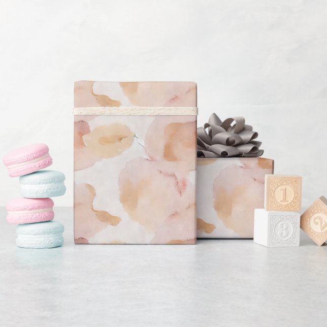 Abstract watercolor camouflage in Apricot Wrapping Paper (Baby Shower)