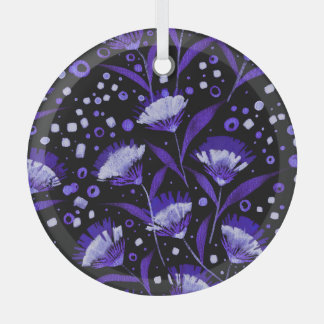Abstract Watercolor Carnation Flowers Pattern Glass Tree Decoration