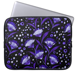 Abstract Watercolor Carnation Flowers Pattern Laptop Sleeve