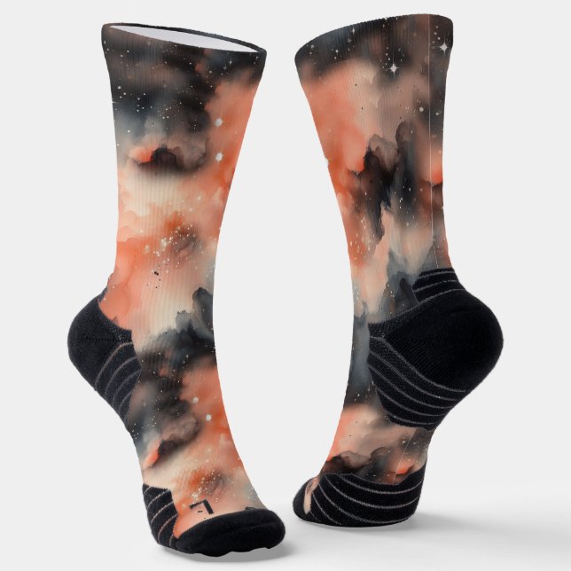 Abstract Watercolor Celestial Symphony Socks (Angled)
