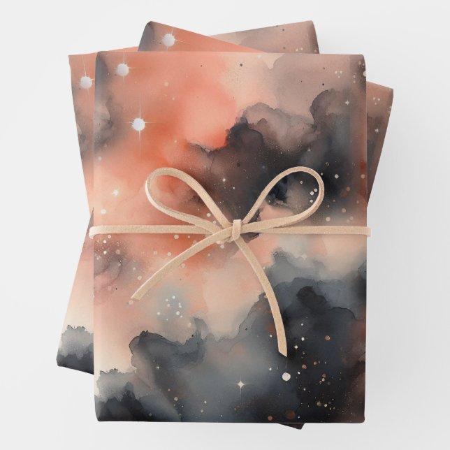 Abstract Watercolor Celestial Symphony Wrapping Paper Sheet (In situ)
