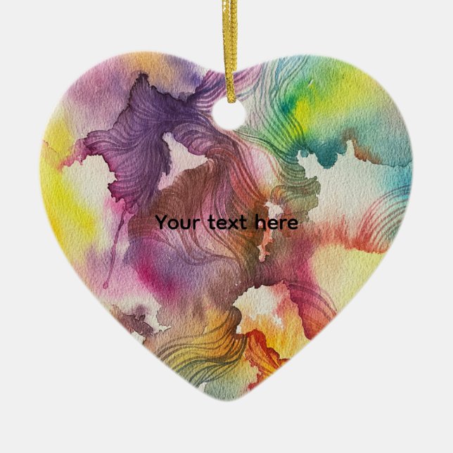 Abstract Watercolor  Ceramic Tree Decoration (Front)