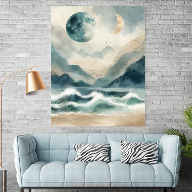 Abstract Watercolor Coastal Waves Poster Print (Creator Uploaded)