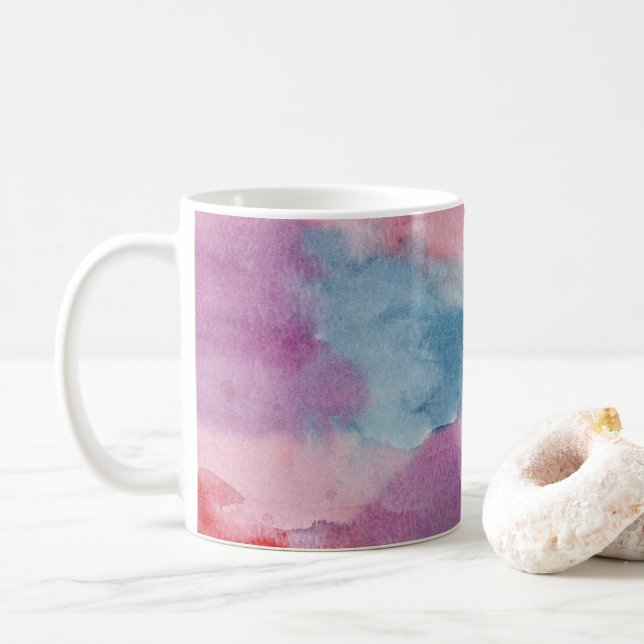 Abstract Watercolor Coffee Mug (With Donut)