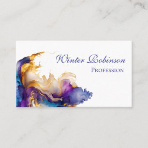 Abstract watercolor colourful and golden ink  business card