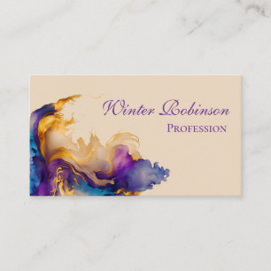 Abstract watercolor colourful and golden ink  business card