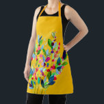Abstract watercolor colourful floral apron<br><div class="desc">Cute colourful floral watercolor design with bright springtime flowers orange and vivid.</div>