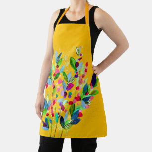Abstract watercolor colourful floral apron