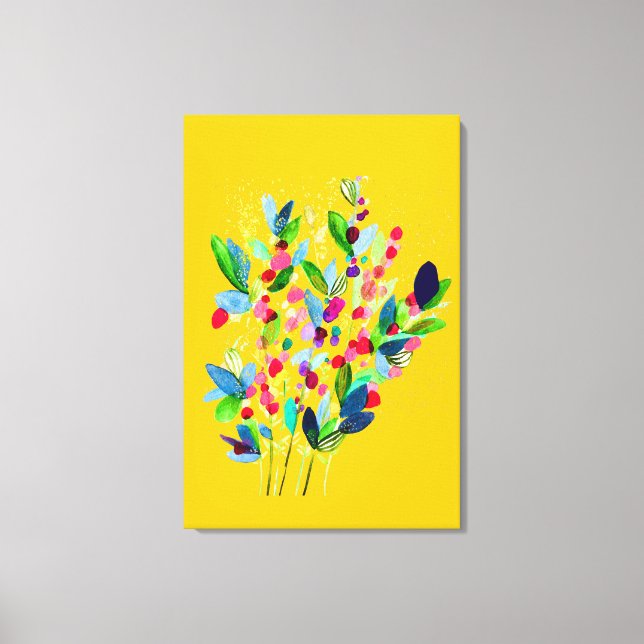 Abstract watercolor colourful floral canvas print (Front)