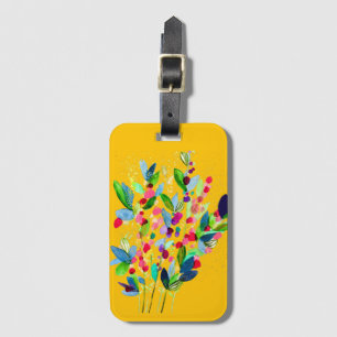 Abstract watercolor colourful floral luggage tag