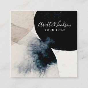 Abstract Watercolor Cream And Black Business Card