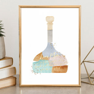 Abstract Watercolor Custom Message in a Bottle Art Foil Prints