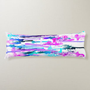 Abstract Watercolor Drips Blue Turquoise Pink Body Cushion