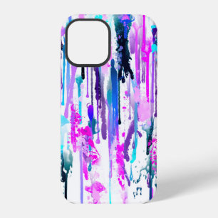 Abstract Watercolor Drips Blue Turquoise Pink iPhone 12 Pro Case