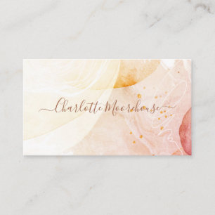 Abstract Watercolor Earthy Shapes Script Signature Business Card
