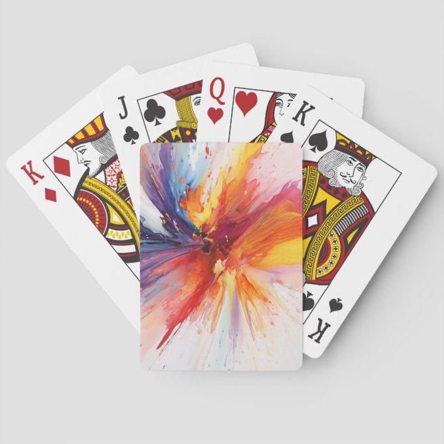 Abstract Watercolor Explosion Playing Cards (Back)