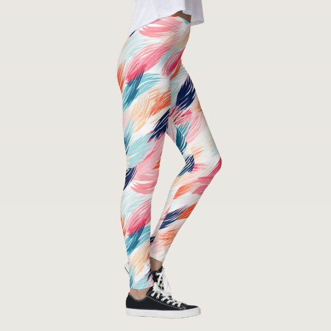 Abstract Watercolor Feathers Leggings (Right)