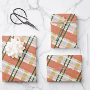 Abstract Watercolor Festive Orange & Green Pattern Wrapping Paper Sheet