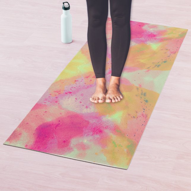 Abstract Watercolor Fine Art Pink Yellow Purple  Yoga Mat (Abstract Watercolor Fine Art Pink Yellow Purple Yoga Mat)