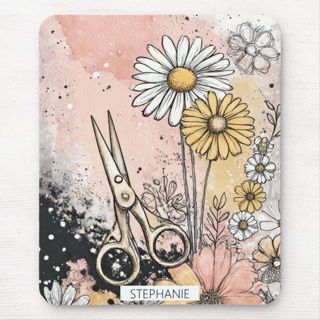 Abstract Watercolor Floral Art Mouse Pad (Front)