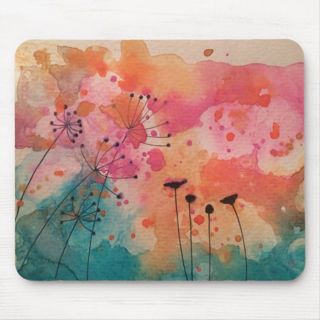 Abstract Watercolor Floral Art Mouse Pad Mousepad (Front)