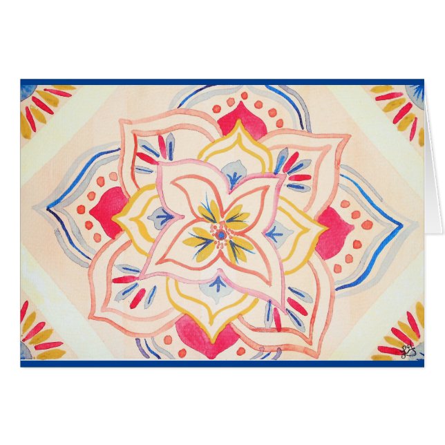Abstract watercolor floral mandala (Front Horizontal)