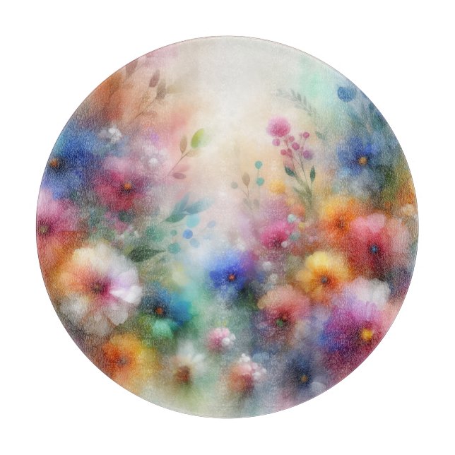 Abstract Watercolor Florals Cutting Board (Front)