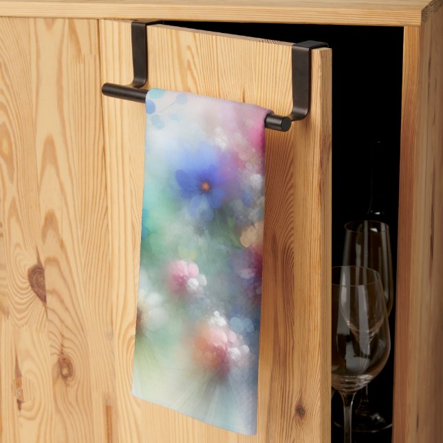 Abstract Watercolor Florals Kitchen Towel (Thirds Fold)