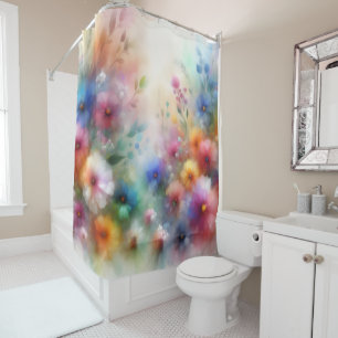 Abstract Watercolor Florals Shower Curtain