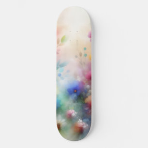 Abstract Watercolor Florals Skateboard