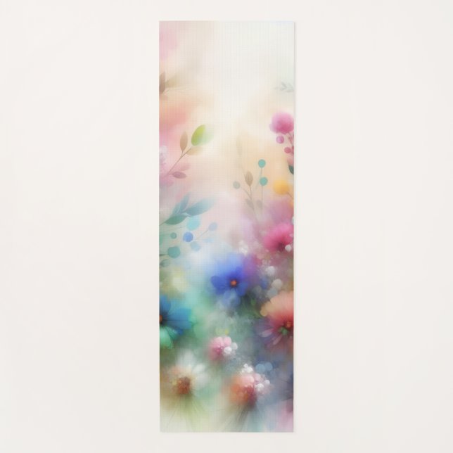 Abstract Watercolor Florals Yoga Mat (Front)