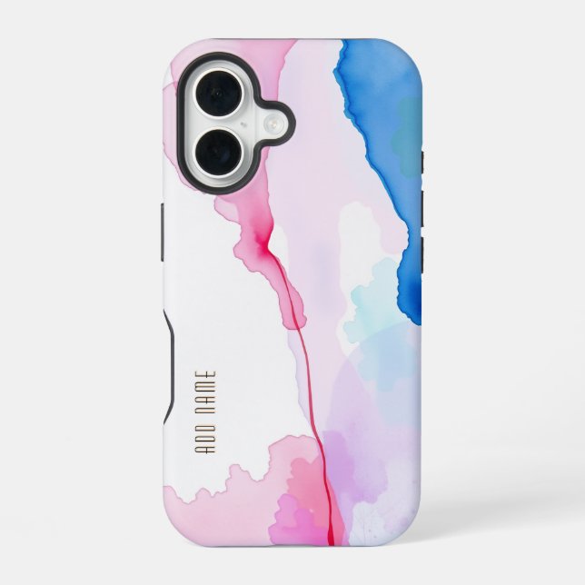 Abstract Watercolor Flow iPhone 16 Case (Back)