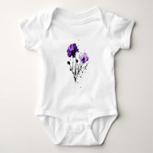  Abstract Watercolor Flowers Baby Bodysuit