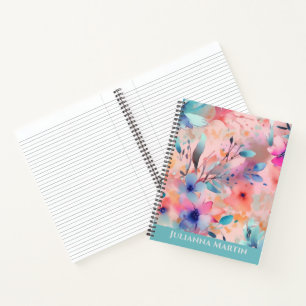 Abstract Watercolor Flowers Custom Notebook