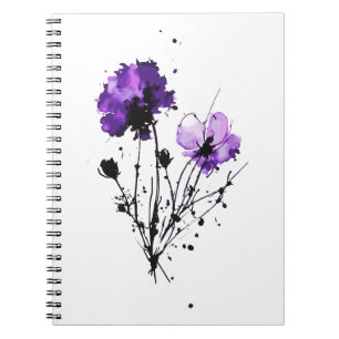 Abstract Watercolor Flowers Notebook