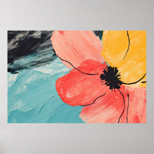    Abstract watercolor flowers painting  Poster