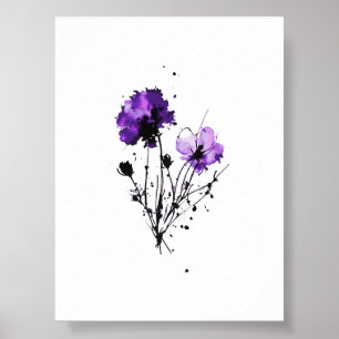  Abstract Watercolor Flowers Poster