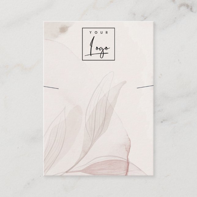 Abstract Watercolor Foliage Logo Necklace Holder Business Card (Front)