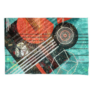 Abstract watercolor, geometric colourful shapes. pillowcase