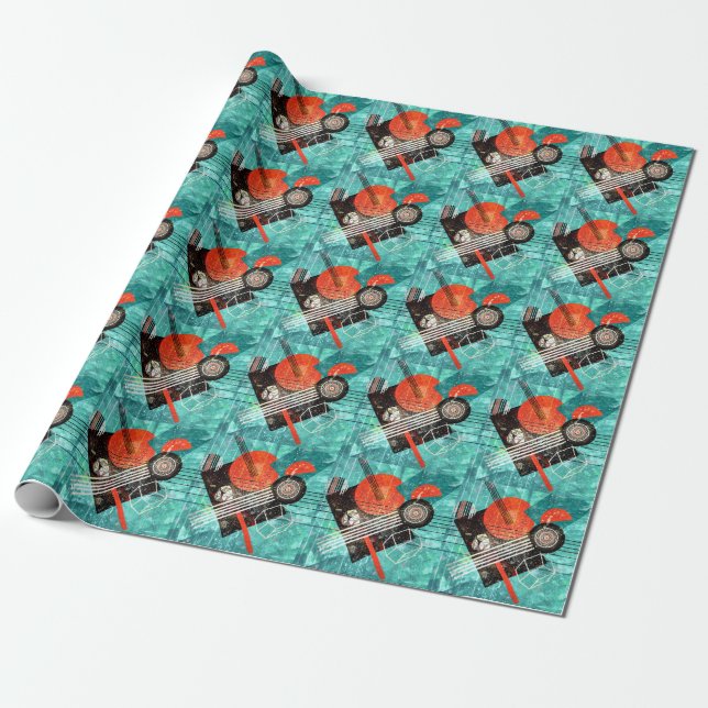 Abstract watercolor, geometric colourful shapes. wrapping paper (Unrolled)