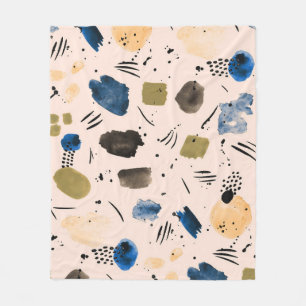 Abstract Watercolor: Geometric Ink Pattern. Fleece Blanket