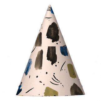 Abstract Watercolor: Geometric Ink Pattern. Party Hat