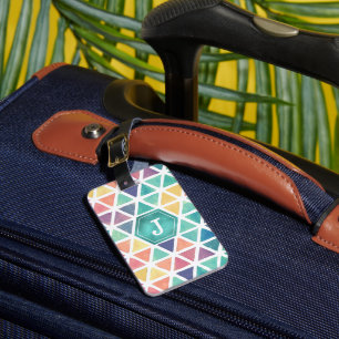Abstract Watercolor Geometric (Jewel Tones) Luggage Tag